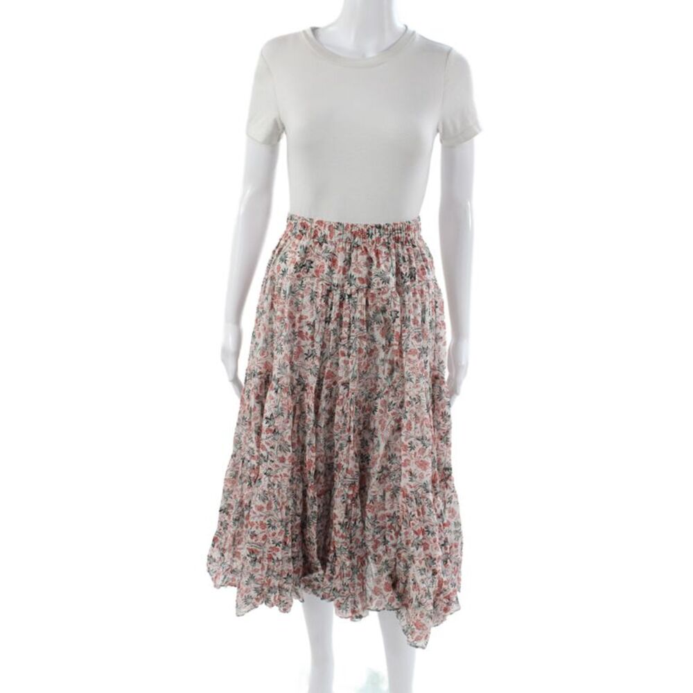 Etoile Isabel Marant Womens Peasant Midi Skirt Multicolor 100% Cotton Size 36